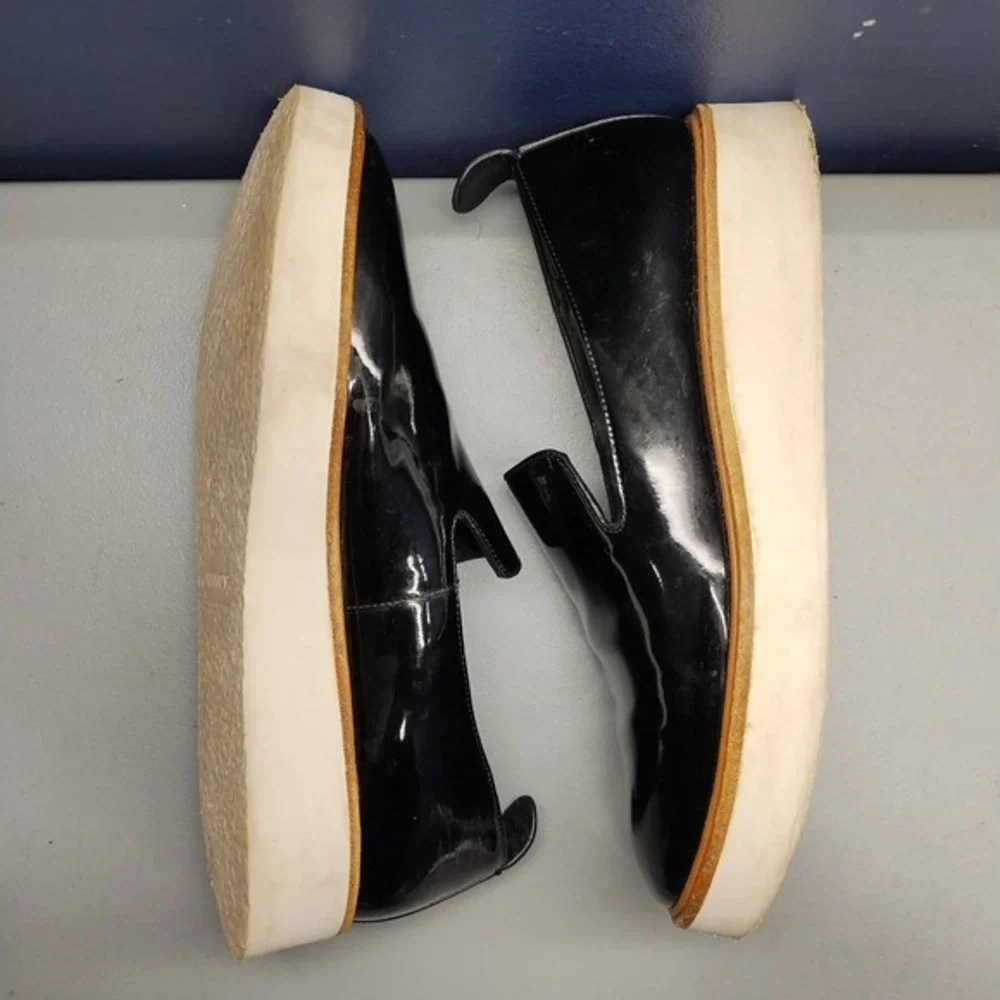 Vince Sanders Platform Sneakers Women US 6.5M Black White Patent Leather Slip On
